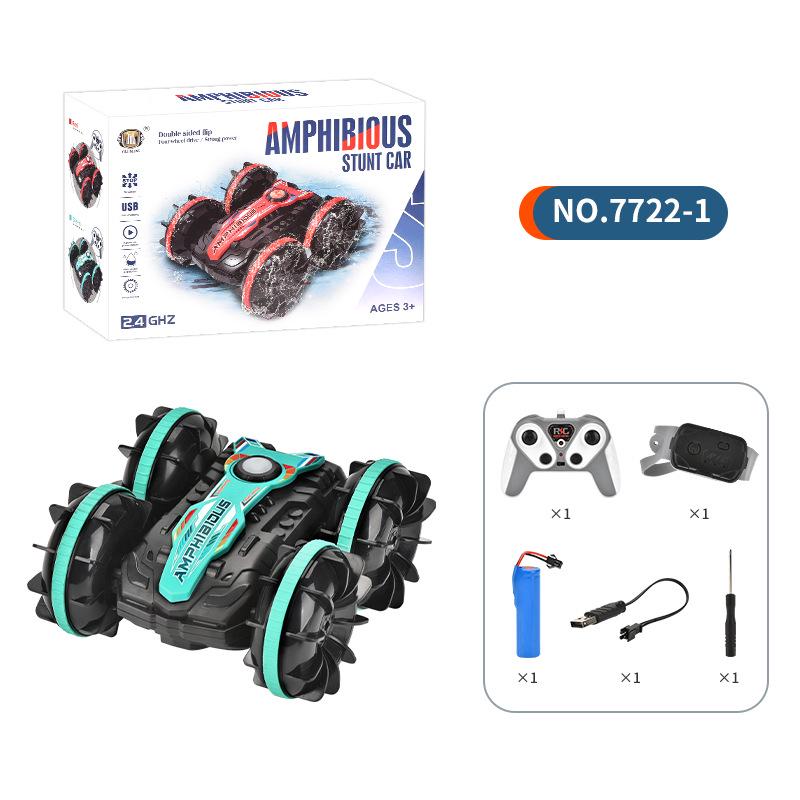 Double-Sided Amphibious Remote Control Stunt Car with Lights for Beach and Off-Road Fun