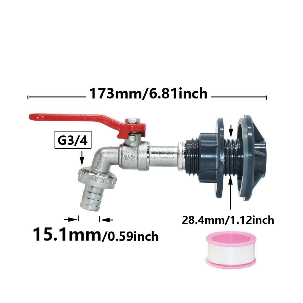16mm Nipple IBC Tank Tap Adapter Thread Connector Valve 15mm Hose Rainwater Collection Bucket Tap Garden Hose Tank Fitting
