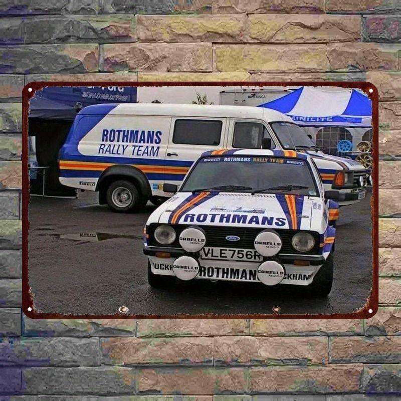 Racing Car Retro Style Metal Decorative Painting for Garage Room Decor