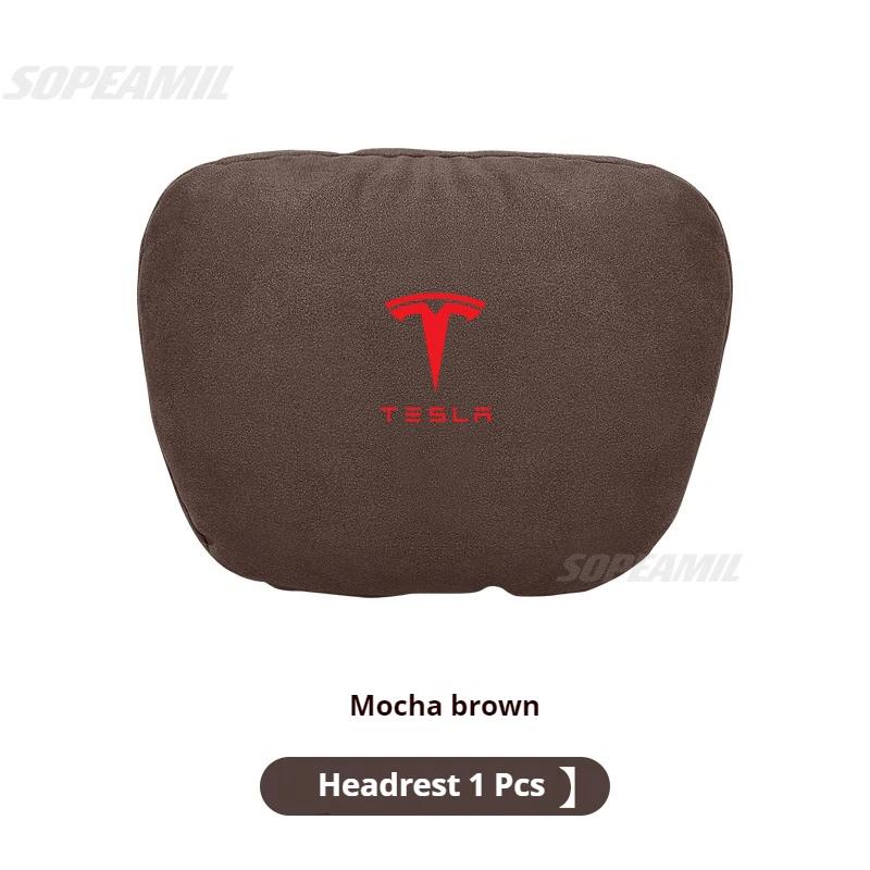 Suede Car Headrest Neck Support Seat Lumbar cushion Soft Neck Pillow Pad For Tesla Model 3 Model Y Model S Model X Accessories