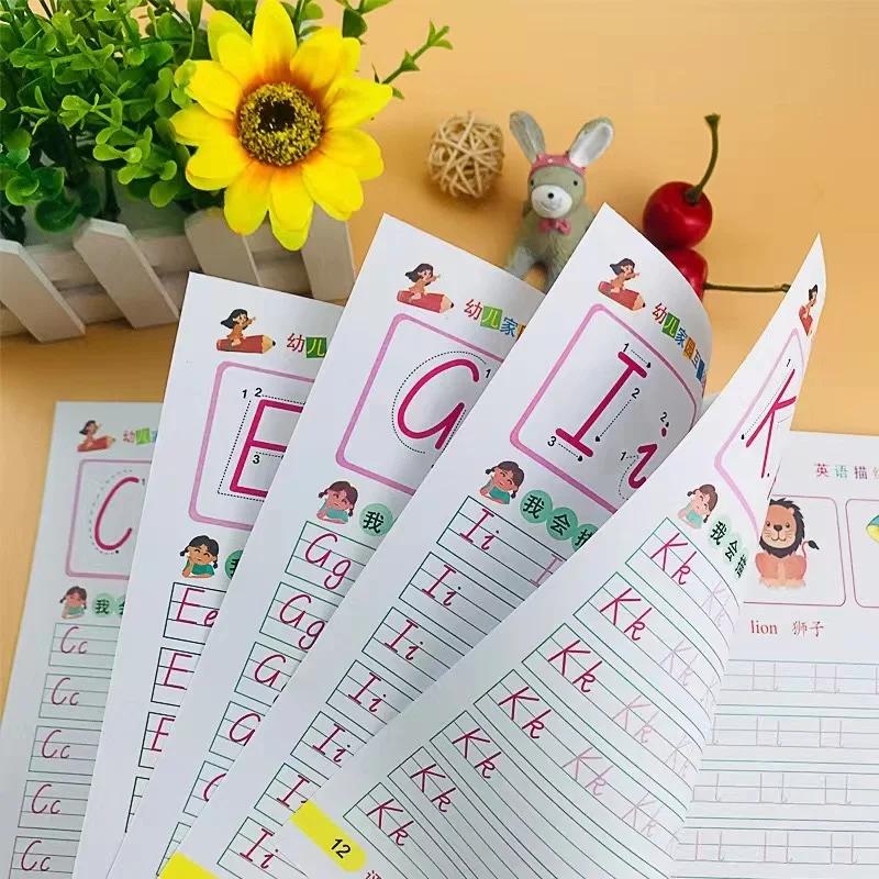 32 Pages Writing Learning Alphabet Math Numbers For Kids Children's kindergarten Exercises Calligraphy Practice Books