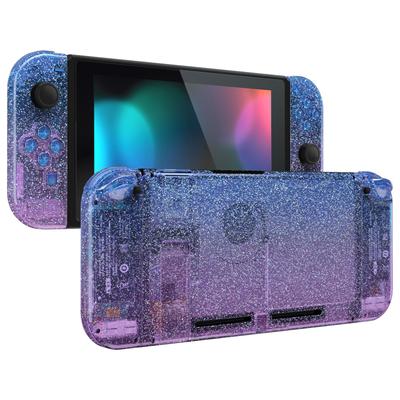Capa de substituição personalizada DIY para eXtremeRate, material transparente, placa traseira com glitter fino para suporte de interruptor, caixa de controle de alça para interruptor