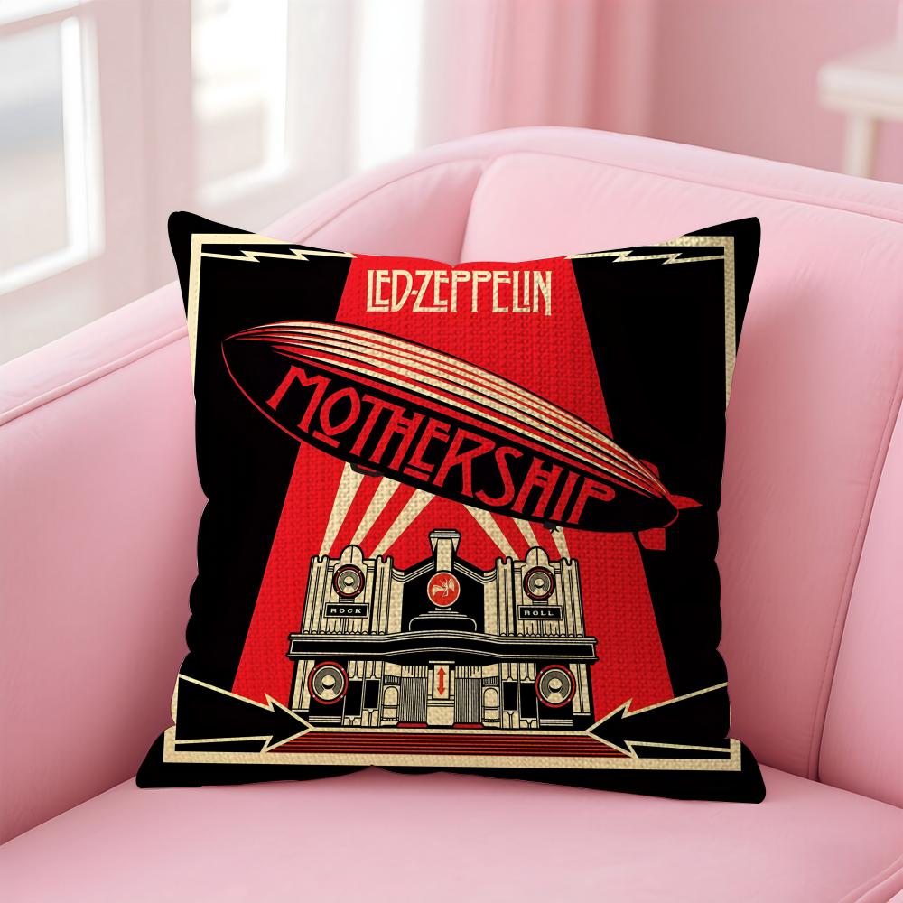 LLed ZeppelinN Band Cushion Cover Natural Linen Pillow Case DoubleSided Print Decorative Sofa Pillowcase Home Decor Gift