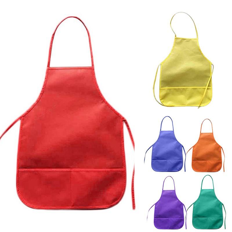 

Children Aprons Pockets Yellow Apron Craft Bibs Chicken Cooking Fabric Kitchen красный