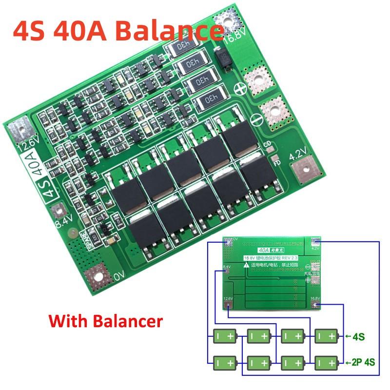 3S 4S 40A 60A Li-ion Lithium Battery Charger Protection Board 18650 BMS For Drill Motor 11.1V 12.6V/14.8V 16.8V Enhance/Balance