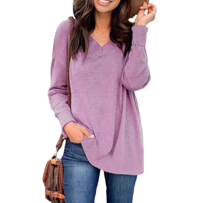 Women S Casual Long Sleeve V Neck T Shirt For Spring Autumn