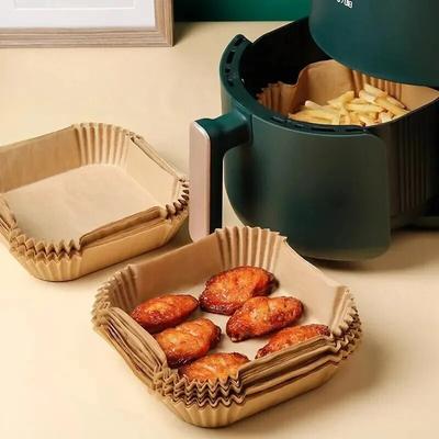 50 szt. Jednorazowy papier do frytkownicy beztłuszczowej Nieprzywierający papier do pieczenia do frytkownicy beztłuszczowej Okrągłe wkładki papierowe do frytkownicy beztłuszczowej Papierowe akcesoria kuchenne