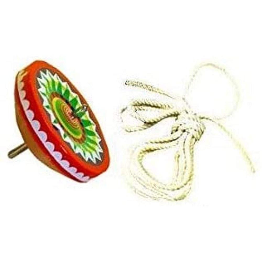 Ikeda Kougyo-sha 2-Piece Tin Can Spinning Top and String Set