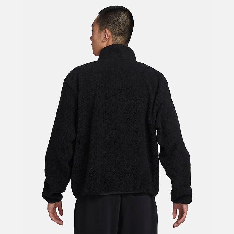 Nike Men's Winter Stand-Collar Jacket Fleece-Lined for Warmth Plush Casual Sportswear
