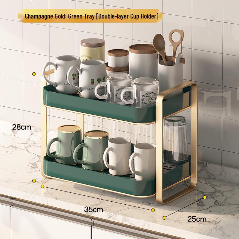 Multi-Layer Tea Set & Water Cup Storage Rack - Elegant Countertop Organizer