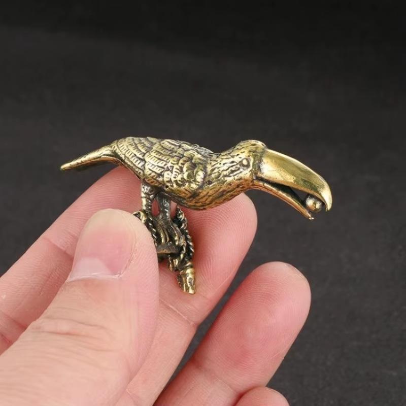 Heimdekoration Handwerk Sammlungen Retro Messing Papagei Kleine Statue Schreibtisch Ornament Simulation Vogel Tierfiguren Räucherstäbchenhalter