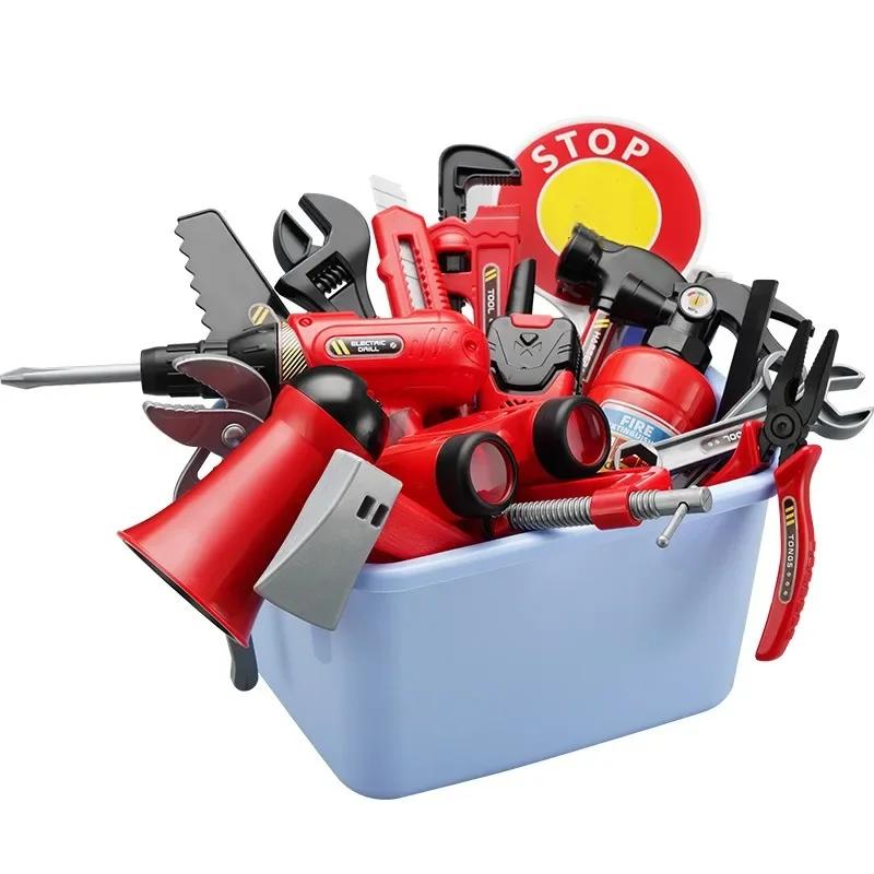 Kinder Feuerwehrmann Cosplay Set Kind Rollenspiel Puzzle Erleuchtung Simulation Wartungskiste Brandschutzwissen Lernen