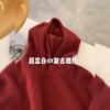 Pullover hooded sweater knitted cardigan jacket women's loose versatile and thin natal new red sweater autumn and winter