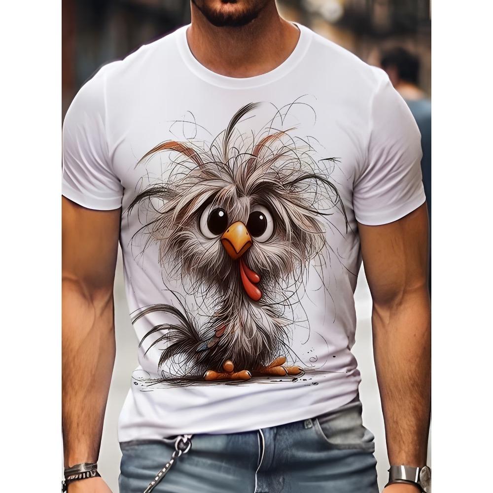 Animal T-Shirt For Men Summer Casual Short Sleeve Cartoon Print Funny Men's T-Shirts Fashion Male Pullover Oversized Clothing