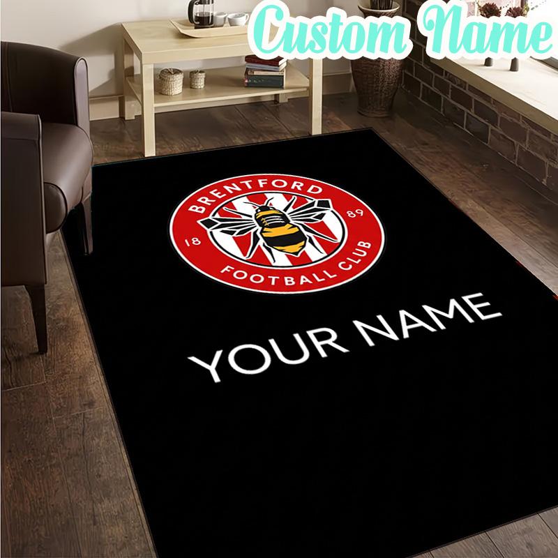 Custom Name Brentford Football Club Crest  Rug, Office Rug, Chair Rug, Carpet for Living Rooms, Doormat Game Rug Home Decor Christmas Gifts