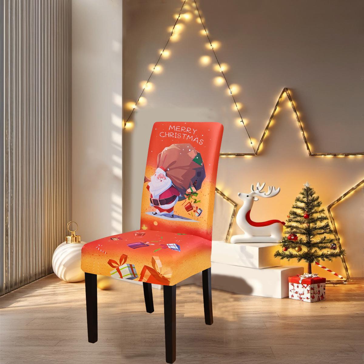 Christmas Pattern Elastic Milk Silk Chair Cover One Size 990₽