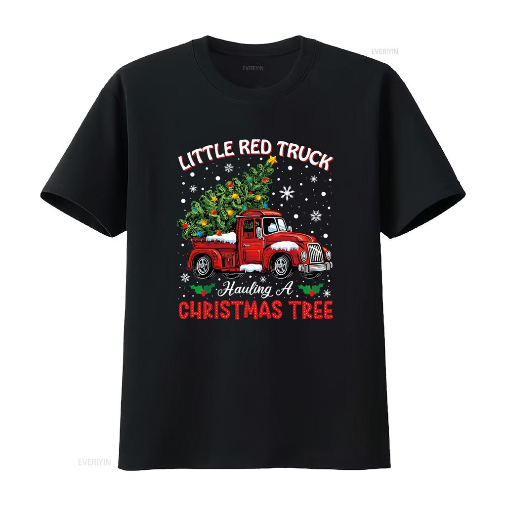 Little Red Truck Hauling A Christmas Tree T Shirt vintage Washed Comfortable Versatile Stretched homme Breathable Soft fashion