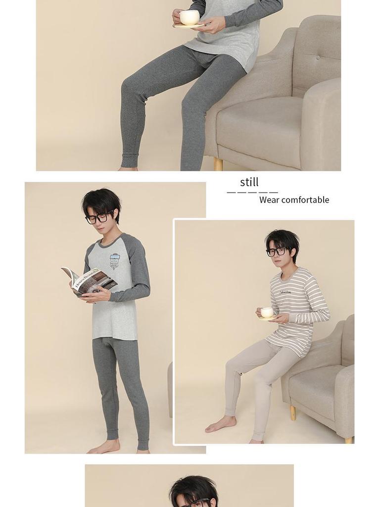 Big Kid Pure Cotton Autumn Underwear Set for Boys - Warm Sweater for Teen Students