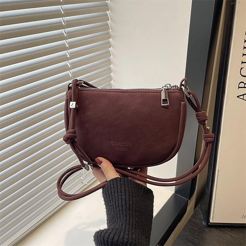 

Vintage Solid Color Shoulder Bags for Women Lightweight Simple Ladies Adjustable Crossbody Bag Portable Female Phe Clutch червоний