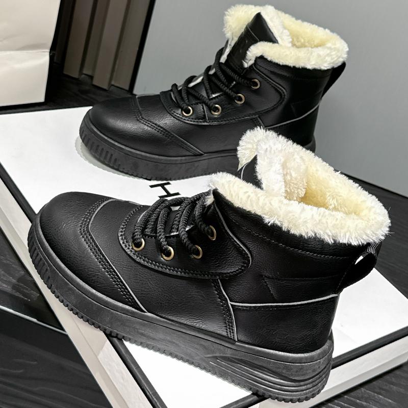 New Fashion Women's Winter Snow Boots With Plush Keep Warm Outdoor Hightop Walking Cotton Shoes Non-slip Waterproof Windproof