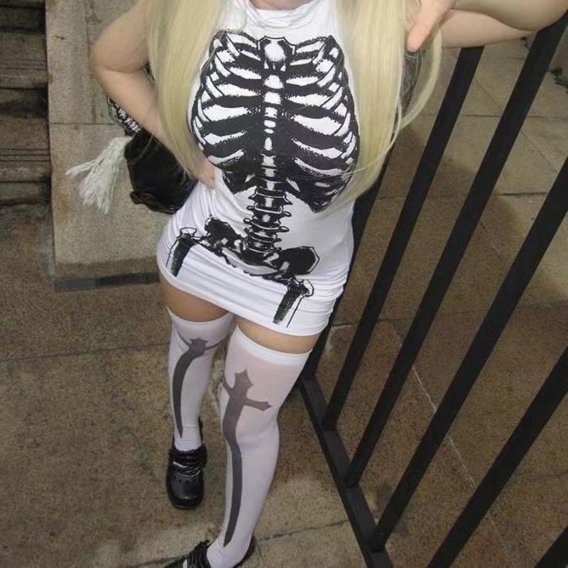 1 Pair of Cross Long Tube JK Socks Printed Knee Length Socks Velvet Material Performance Cos Stockings Stockings