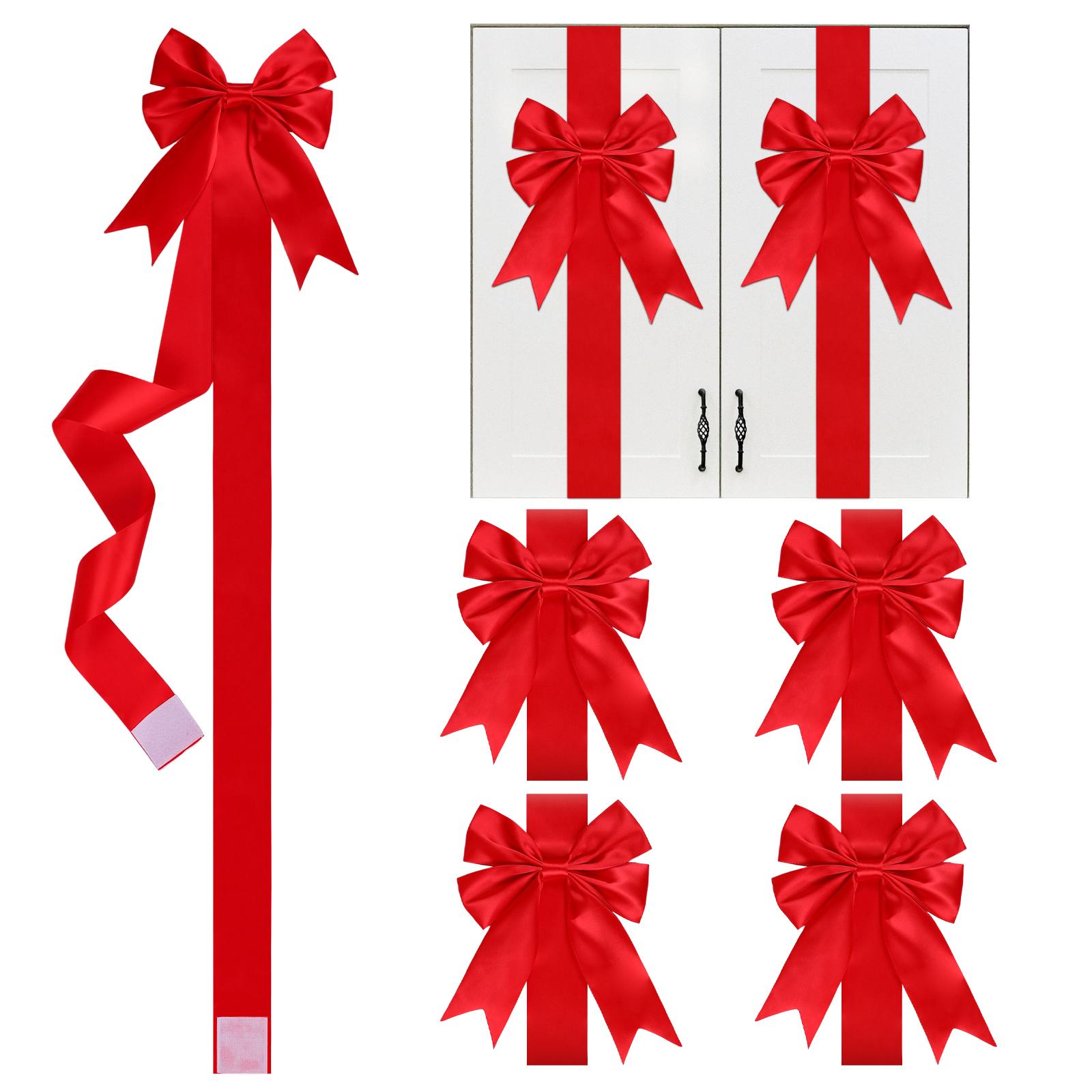 4Pcs Christmas Bow For Cabinet Door, Large Red Bow Christmas Cabinet Bows, Christmas Tree Bow, Christmas Wreath Bow For Christma красный
