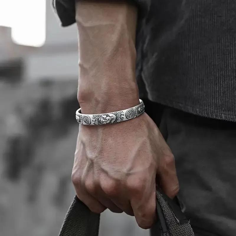 Personalized Retro Ethnic Pixiu Bangle for Men Women Stylish Cuff Bracelet Unique Jewelry Gift
