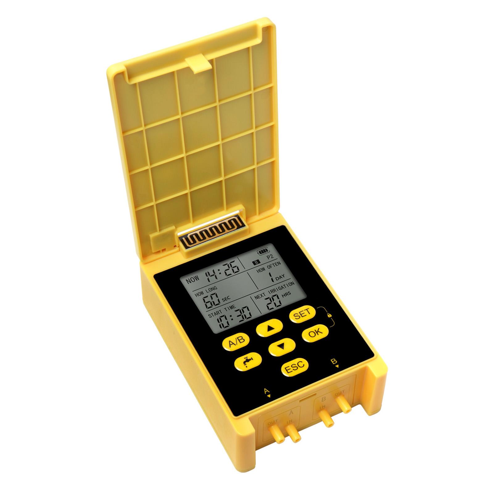 

Dual Pump Solar Drip Irrigation System with Rain Sensing Digital Display Screen Child Lock 2 Group Automatic Watering for 20 pot plants