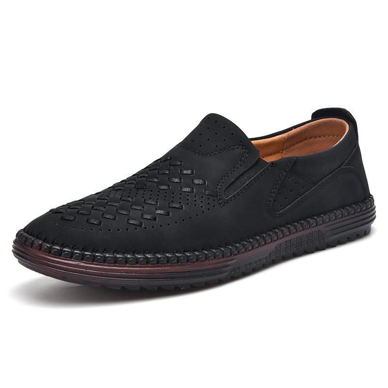 Men's shoes outdoor casual shoes one-pedal flat-soled handmade leather shoes spring low-top large-size loafers