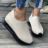Fashion Thick Sole Height Increasing Casual Sneakers for Women Lightweight Breathable Knit Sports Shoes Woman Slip On Platform Sneakers
