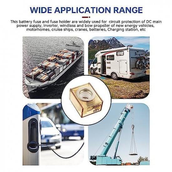 BOJACK Terminal Fuse 300A Marine Rated Battery Fuse (MRBF) 58V DC Max IP66 Waterproof for The Circuit Protection of Automobiles RVs Cranes Ships