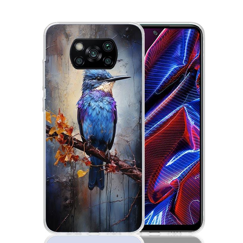 Animal Oil Painting Bird Phone Case For Xiaomi Poco X7 X6 X5 Pro F7 Ultra Redmi 15C 15 13 13C 12 12C 10 10A 10C 9 9A 9C 9T Cover