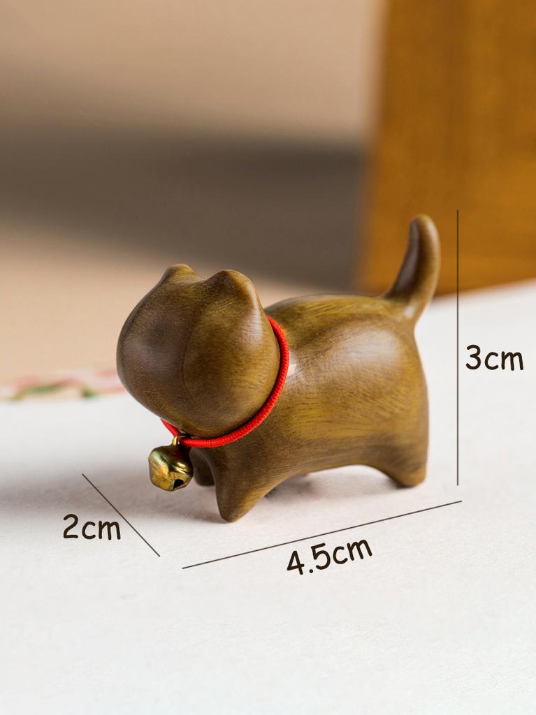 Mini Natural Wood Cat Dog Miniatures Hand-Carved Wooden Puppy Kitty Figures Room Decor Home Decoration Accessories