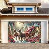 1 Piece Holiday Santa Claus Sled Background Cloth - Santa Claus and Reindeer Snow Scene Durable Indoor and Outdoor Decoration