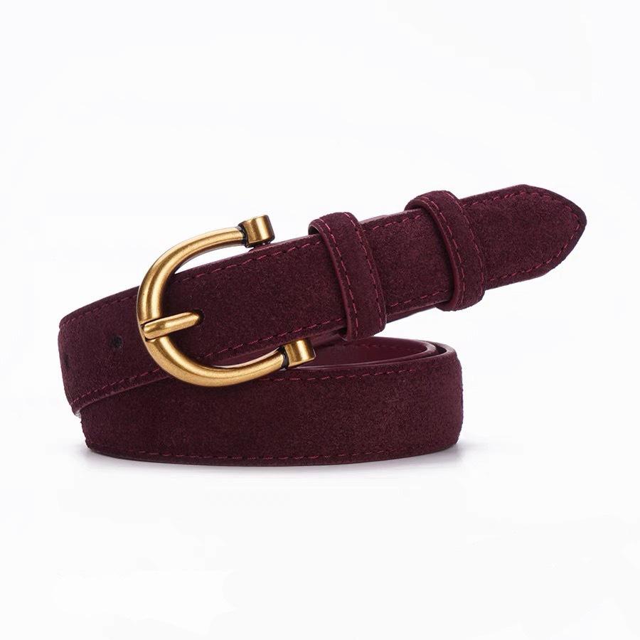 Women's Genuine Leather Red Ankara Fashion Belt for Jeans and Dresses