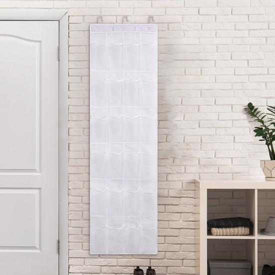 Over-The-Door Shoe Organizer 24 Mesh Pockets Over The Door Shoe Rack Breathable Hanging Storage Bag for Shoes Socks Toys