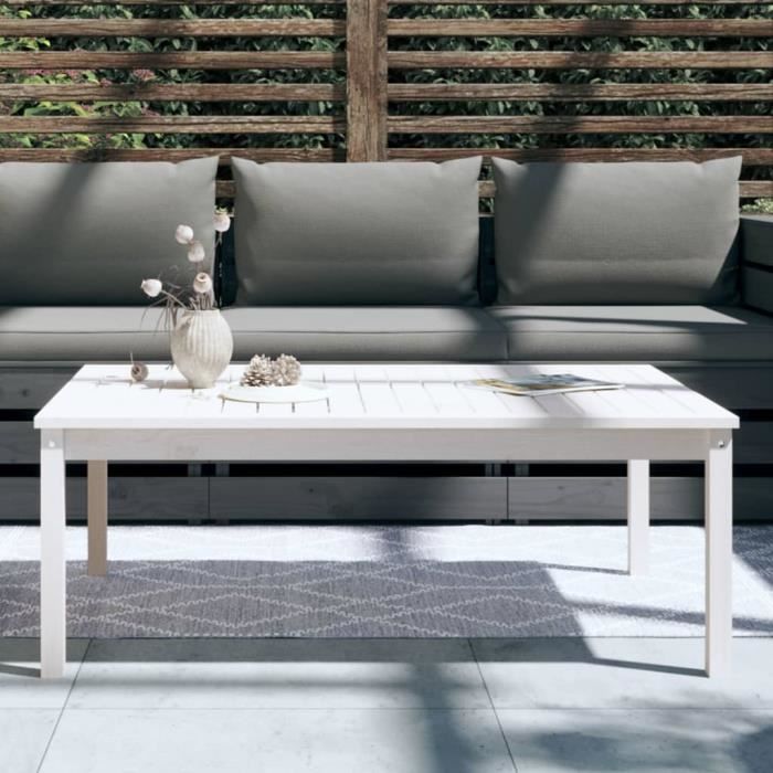 VidaXL Table de jardin blanc 121x82,5x45 cm bois massif de pin 824128