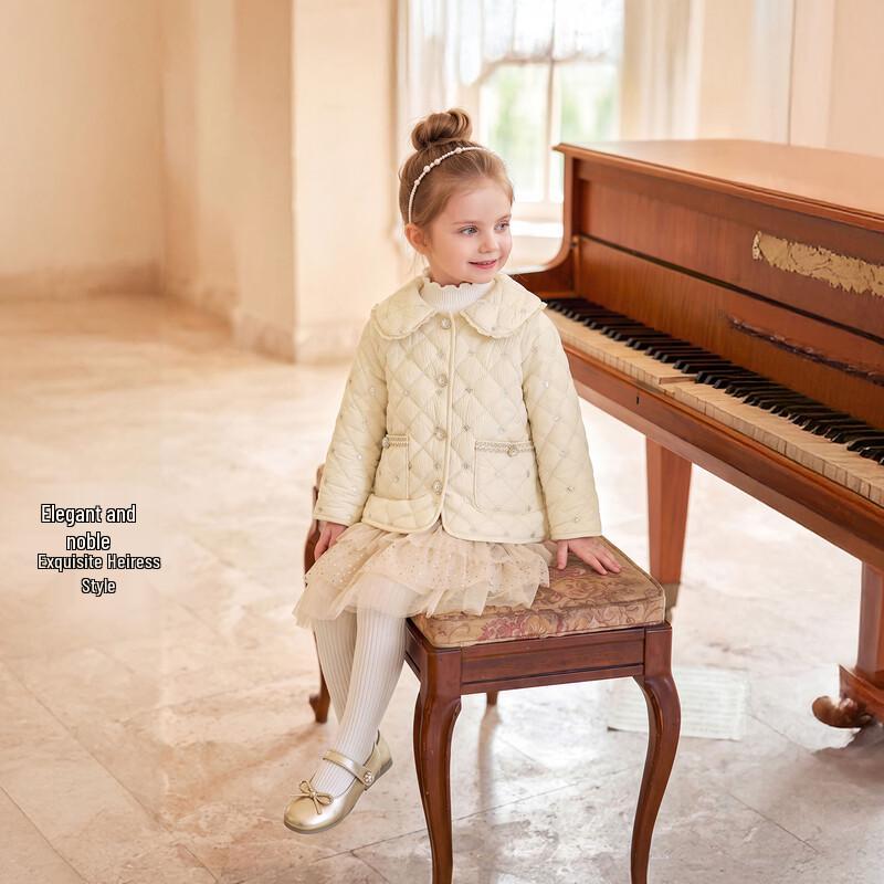 JELLYBABY Girls' Floral Doll Collar Jacket
