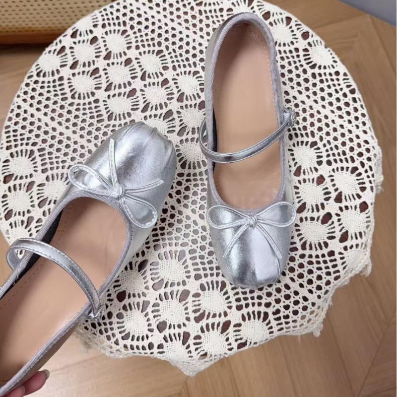 Inner Height Increase 9CM Silver Mary Jane Shoes Women's Thick Heel Single Shoes Small Size 33 Small Ballet High Heels