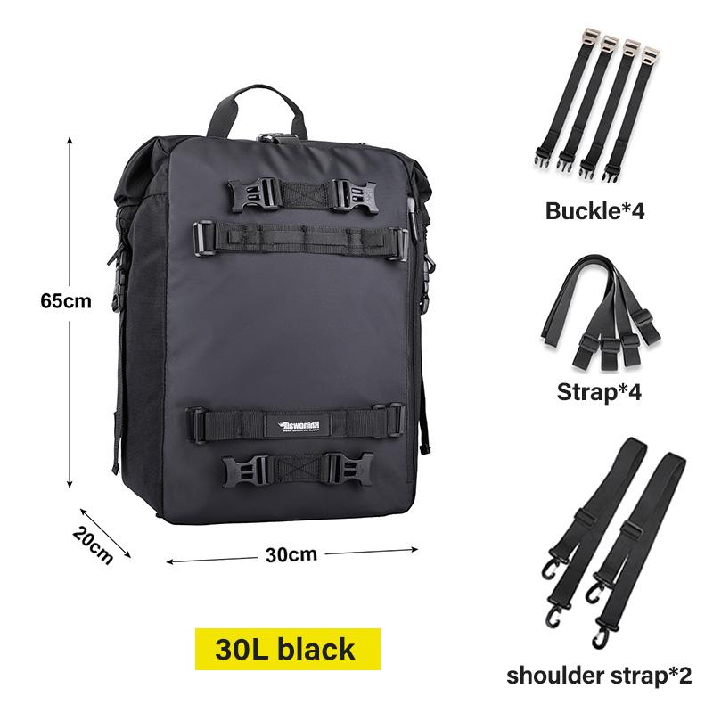 10L/20L/30L Motorcycle Rear Seat Bag Waterproof Saddle Pannier Side Bag Motocross Riding Travel Luggage Backpack Black
