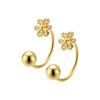 Diamond-Studded Flower Screw-On Earrings Understated Design Unique U-Shaped Earrings For Women