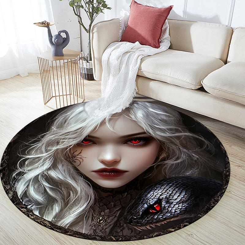 

Dark Girl pattern round rug,Carpet Rug for Living Room Bedroom Sofa Playroom Decor,Non-slip Floor Mat,Holiday Gifts and Birthday Gifts. 80cmx80cm
