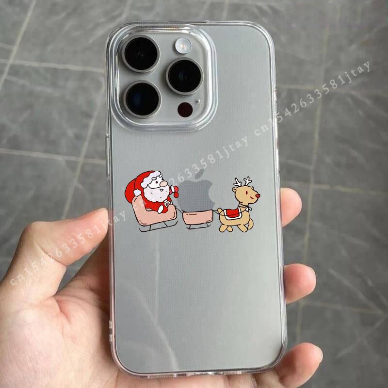 

Креативный рождественский графический чехол для телефона для IPhone 17 Air 16 Pro 15 14 13 12 11 Pro Max X XR 8 7 Plus Смешной новогодний прозрачный чехол iPhone XS Max