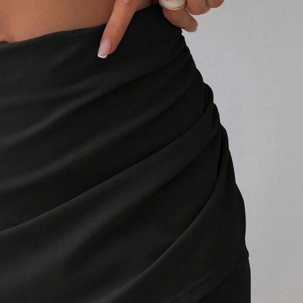Women's Fashionable And Casual Design French Elegant Draped Satin Skirt