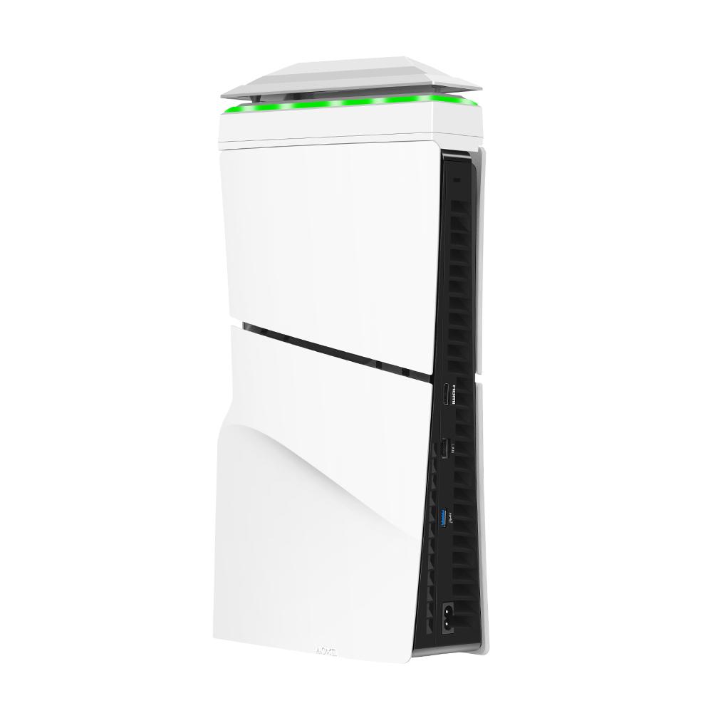 Upper RGB Cooling Fan with Dust Cover Colorful LED Light 2 USB Port Cooler Fan Adjustable Fan for PS5 Slim Console Disc/Digital