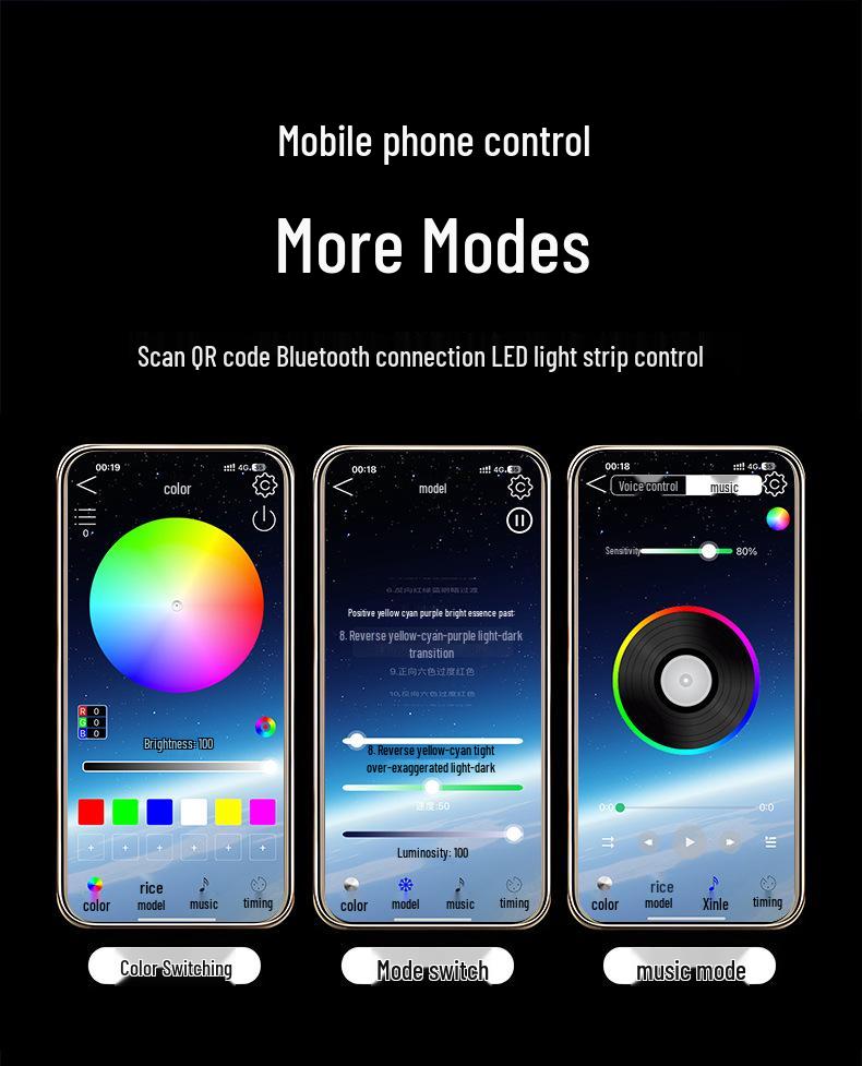 Sound-Activated LED Car Interior Ambient Light with Door Frame