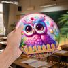 2D flat wooden hanging decorative signs, home wall or door decoration, garden decoration, the pattern is a purple owl, housewarming gift for friends