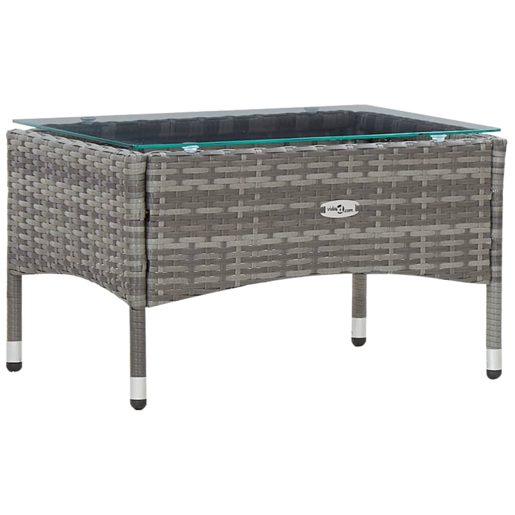4 Piece Garden Lounge Set with Cushions Poly Rattan Grey