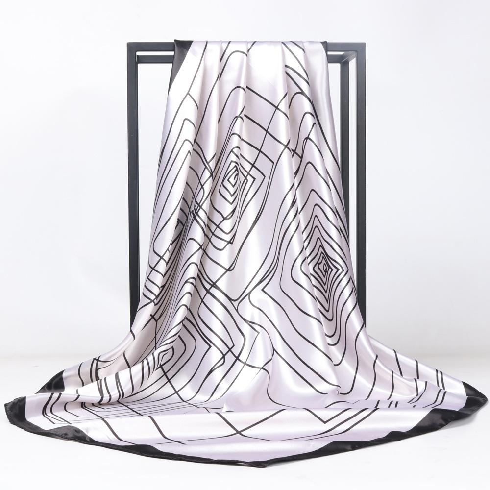 

Высококачественные роскошные шелковые шарфы, повязка на голову, шарфы, шейный шарф для женщин, шелковый шарф с цепочкой, женская декоративная шаль 90*90cm белый