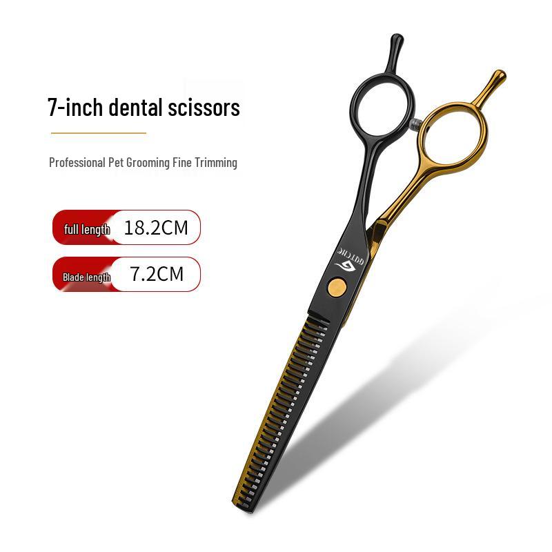 7 Pet Grooming Scissors Set: Serrated, Straight, and Curved Trimming Scissors for Dog and Cat Hair Cutting